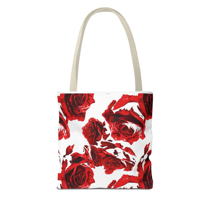 Rose Pattern Red Wine Tote Bag