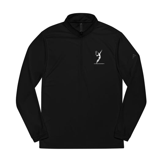 Tennis Silhouette Quarter‑Zip Pullover - Embroidered Logo