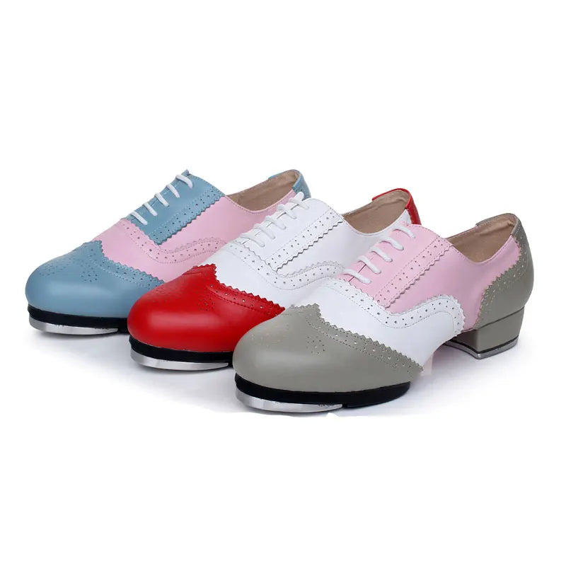 Tap Dance Shoes Color Matching Lace Breathable High Quality Aluminum Rubber Sole