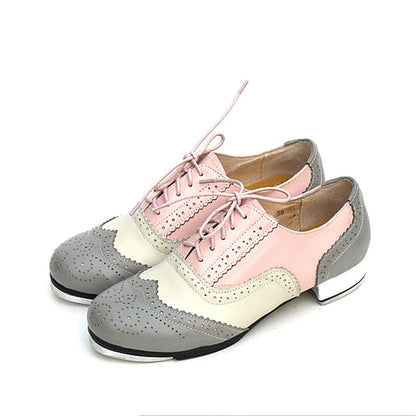 Tap Dance Shoes Color Matching Lace Breathable High Quality Aluminum Rubber Sole