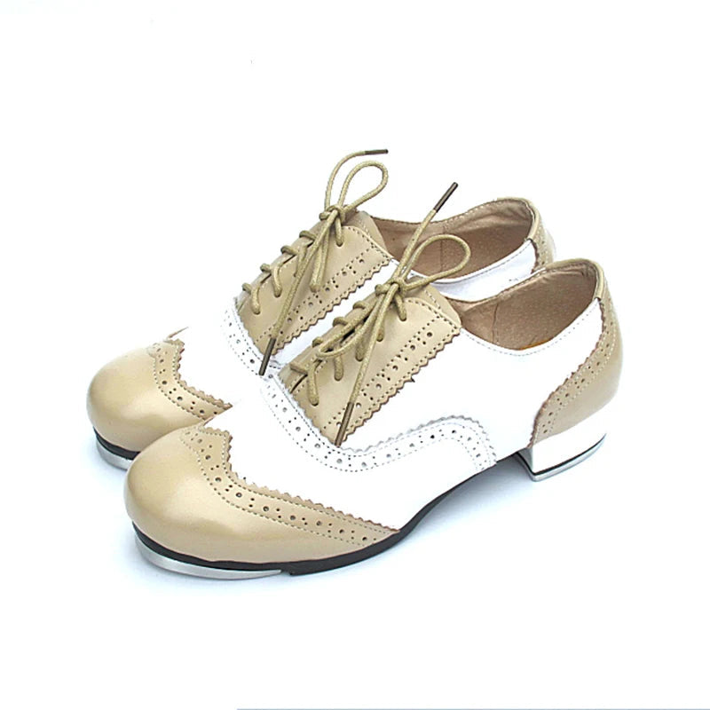 Tap Dance Shoes Color Matching Lace Breathable High Quality Aluminum Rubber Sole