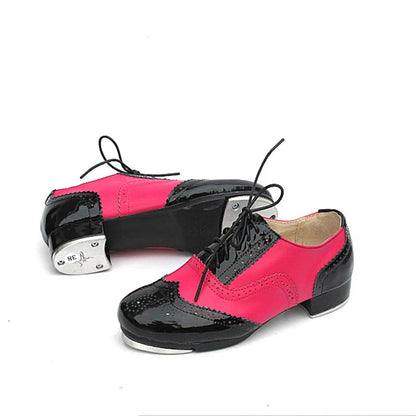 Tap Dance Shoes Color Matching Lace Breathable High Quality Aluminum Rubber Sole