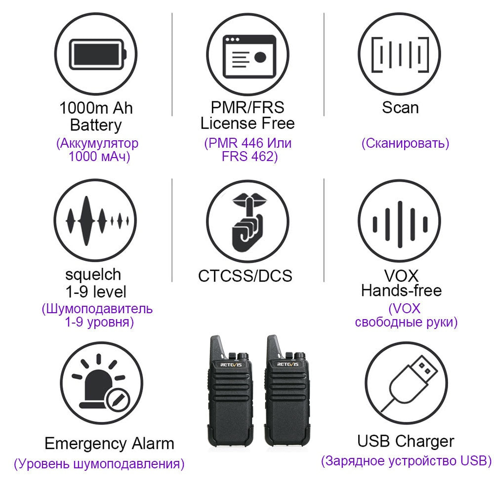 2 pcs Mini Walkie Talkie