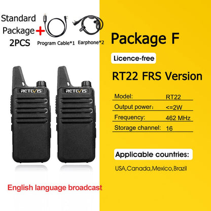 2 pcs Mini Walkie Talkie