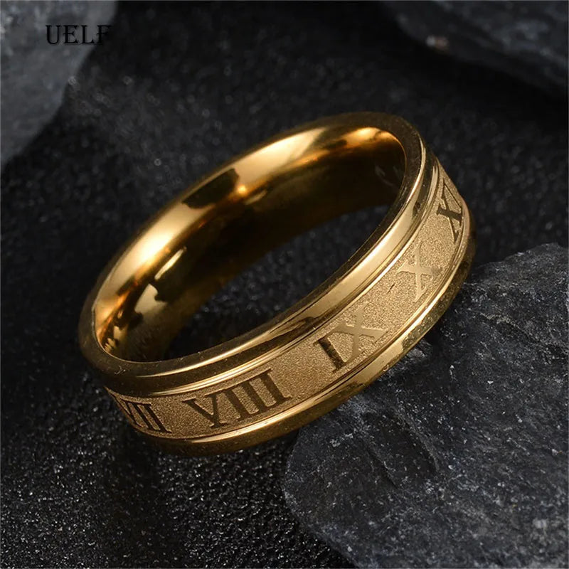 Classic Roman Numeral Engraved Finger Ring