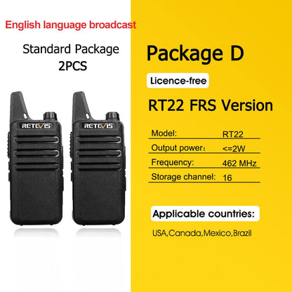 2 pcs Mini Walkie Talkie