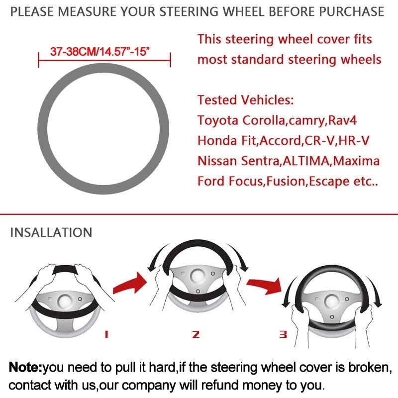 Carbon Fiber Leather Steering Wheel Cover