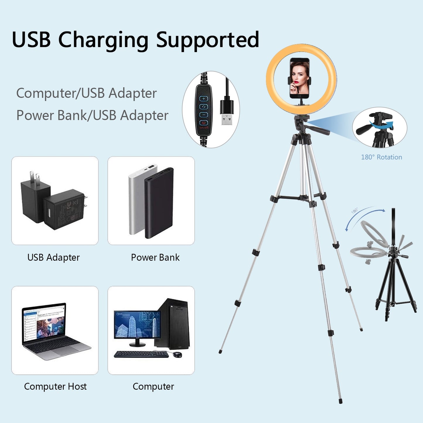 LED Ringlight Lighting With Tripod